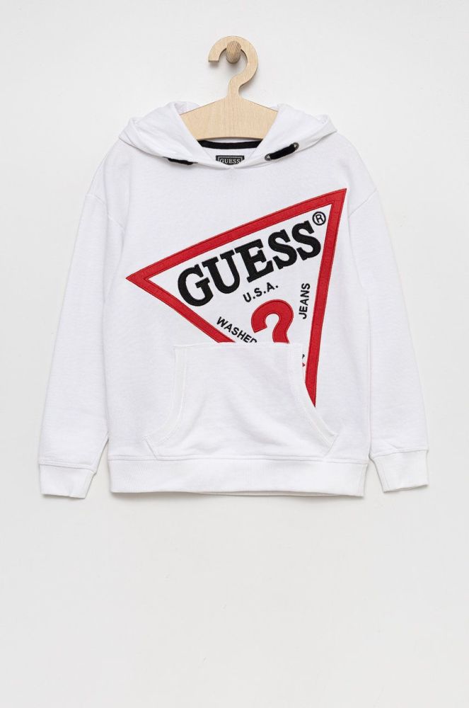 Дитяча бавовняна кофта Guess колір білий з аплікацією (2424461)