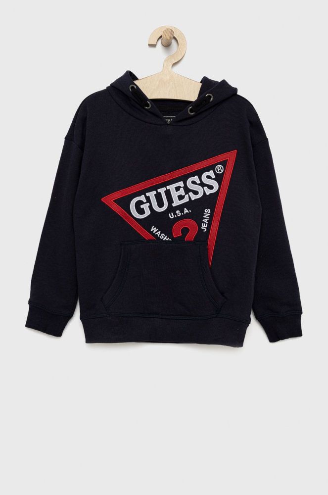 Дитяча бавовняна кофта Guess колір синій з аплікацією (2424463)