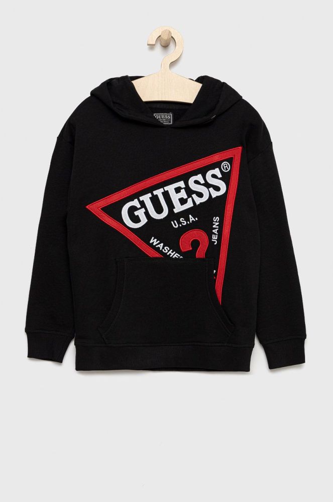 Дитяча бавовняна кофта Guess колір чорний з аплікацією (2424471)