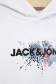 Дитяча кофта Jack & Jones колір білий з капюшоном з принтом