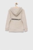 Дитяча бавовняна кофта Jack & Jones колір бежевий з капюшоном з принтом