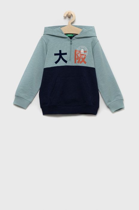 Дитяча бавовняна кофта United Colors of Benetton однотонна колір блакитний (2626231) Дитяча бавовняна кофта United Colors of Benetton однотонна колір блакитний (2626231)