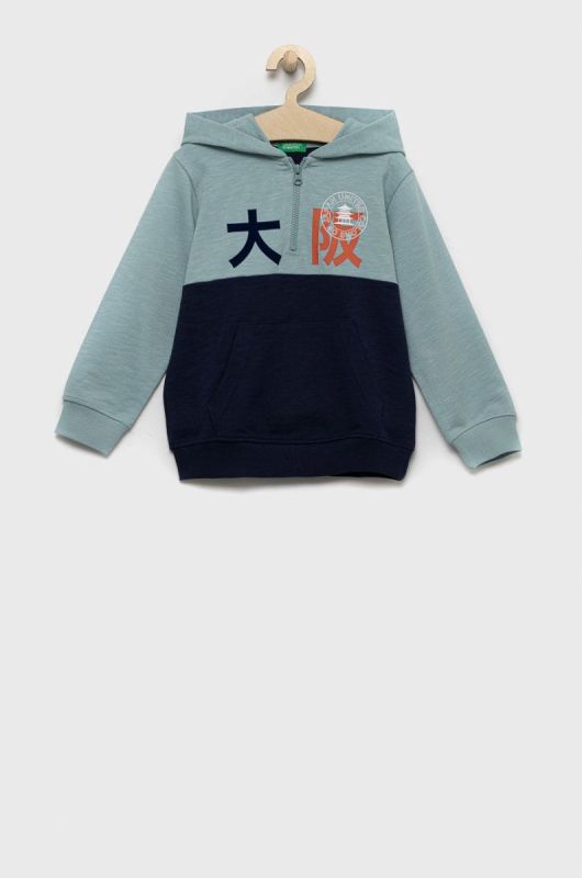 Дитяча бавовняна кофта United Colors of Benetton однотонна колір блакитний (2626231)