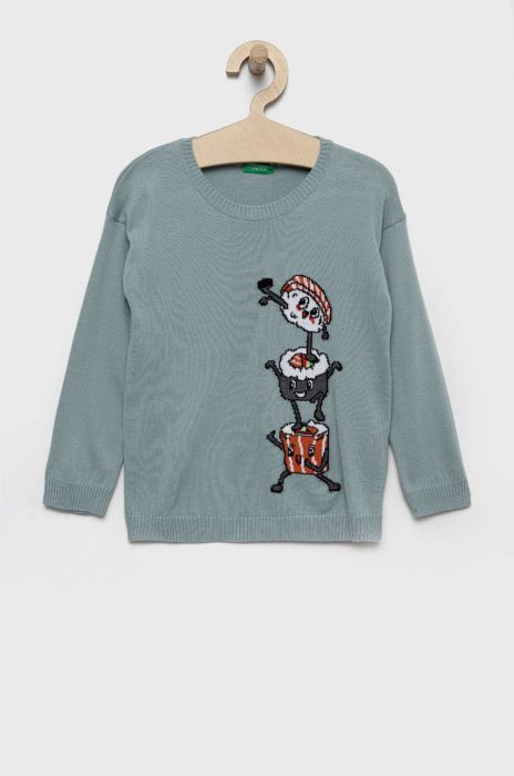 Дитячий светр United Colors of Benetton легкий колір блакитний (2541059)