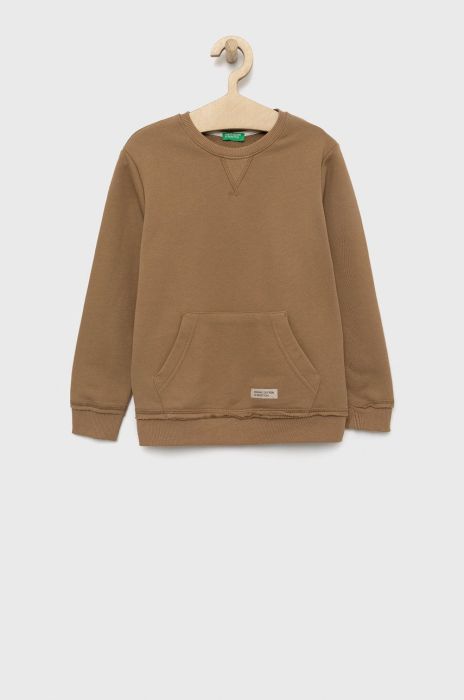 Дитяча бавовняна кофта United Colors of Benetton колір коричневий однотонна (2713097)