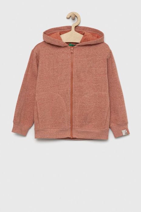 Дитяча кофта United Colors of Benetton колір коричневий з капюшоном меланж (2886626)