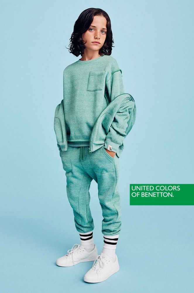 Дитяча кофта United Colors of Benetton колір зелений меланж