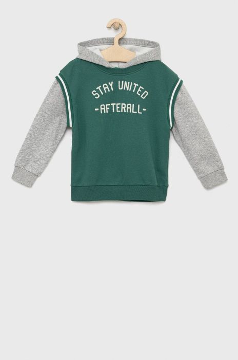 Дитяча кофта United Colors of Benetton колір зелений з капюшоном візерунок Дитяча кофта United Colors of Benetton колір зелений з капюшоном візерунок