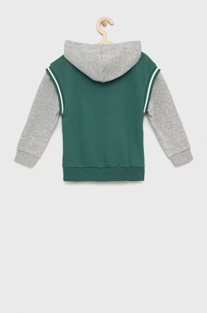 Дитяча кофта United Colors of Benetton колір зелений з капюшоном візерунок фото 3