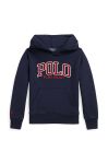 Дитяча кофта Polo Ralph Lauren колір синій з капюшоном з аплікацією