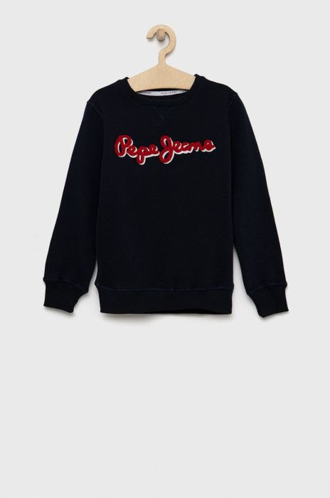 Дитяча бавовняна кофта Pepe Jeans Lamonty колір синій з аплікацією