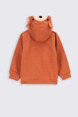 Кофта для немовлят Coccodrillo колір помаранчевий з капюшоном з принтом