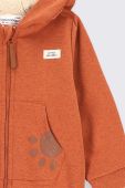 Кофта для немовлят Coccodrillo колір помаранчевий з капюшоном з принтом