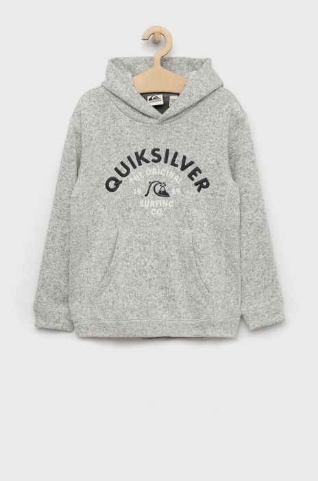 Дитяча кофта Quiksilver колір сірий з капюшоном з аплікацією