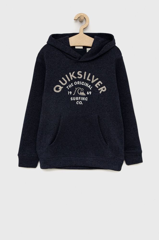 Дитяча кофта Quiksilver колір синій з капюшоном з аплікацією