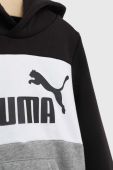 Дитяча кофта Puma колір чорний з капюшоном візерунок
