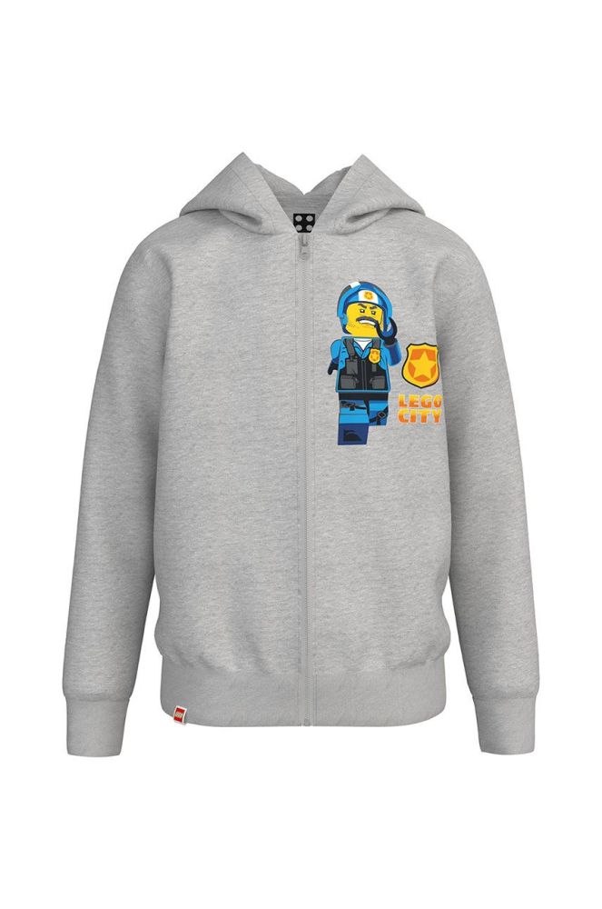 Дитяча бавовняна кофта Lego Wear колір сірий з принтом (2582247)