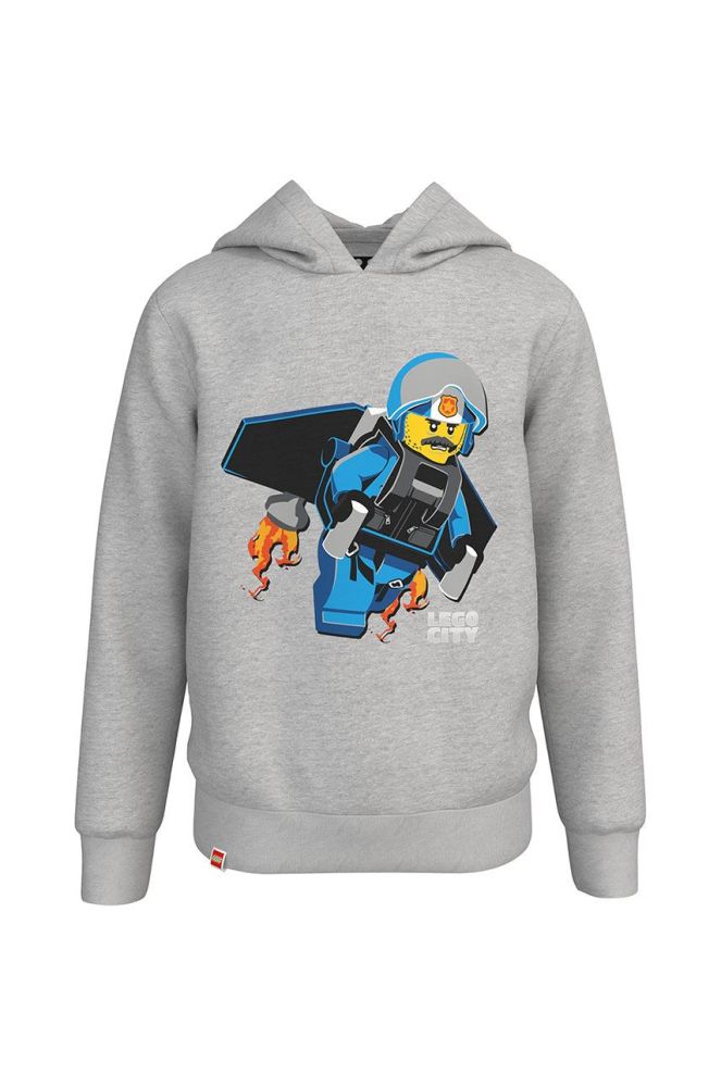 Дитяча бавовняна кофта Lego Wear колір сірий з принтом (2582258)