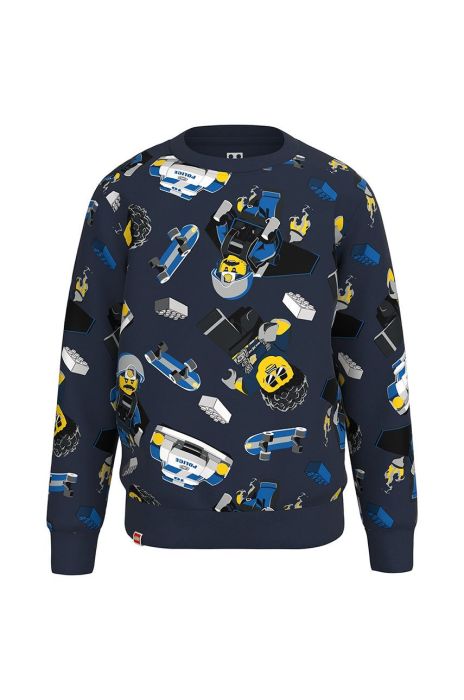 Дитяча бавовняна кофта Lego Wear колір синій візерунок