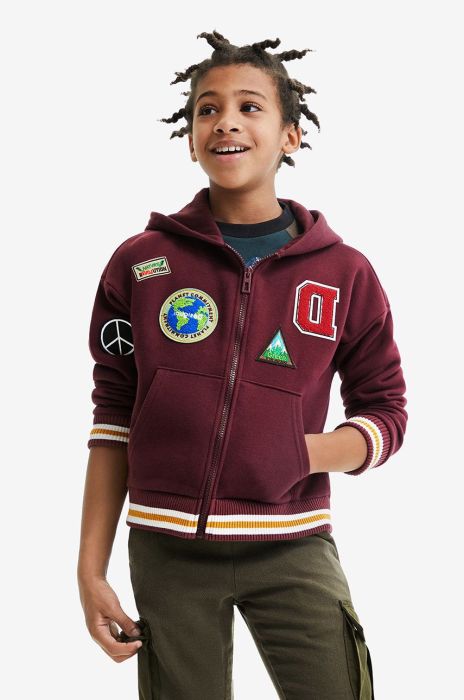 Дитяча кофта Desigual колір бордовий з аплікацією