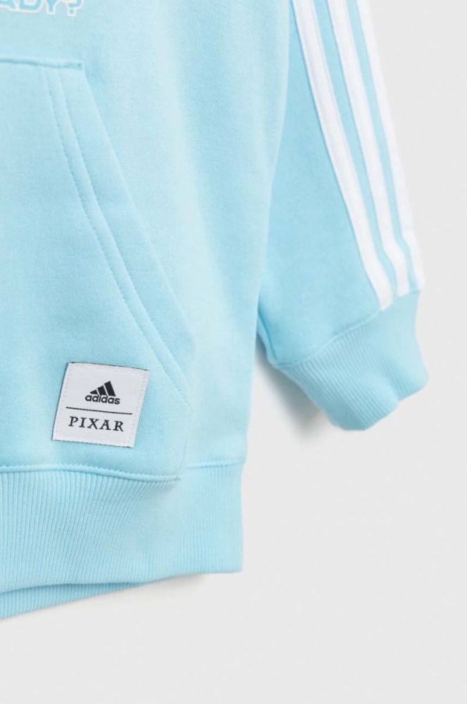 Дитяча кофта adidas Performance X Pixar з капюшоном з принтом колір блакитний фото 3
