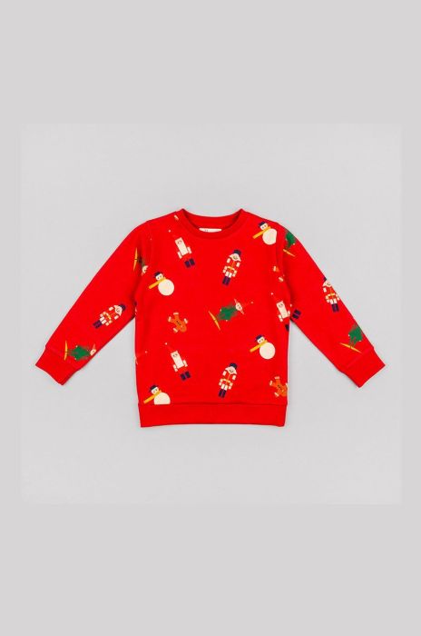 Дитяча бавовняна кофта zippy колір червоний з капюшоном візерунок