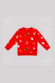 Дитяча бавовняна кофта zippy колір червоний з капюшоном візерунок