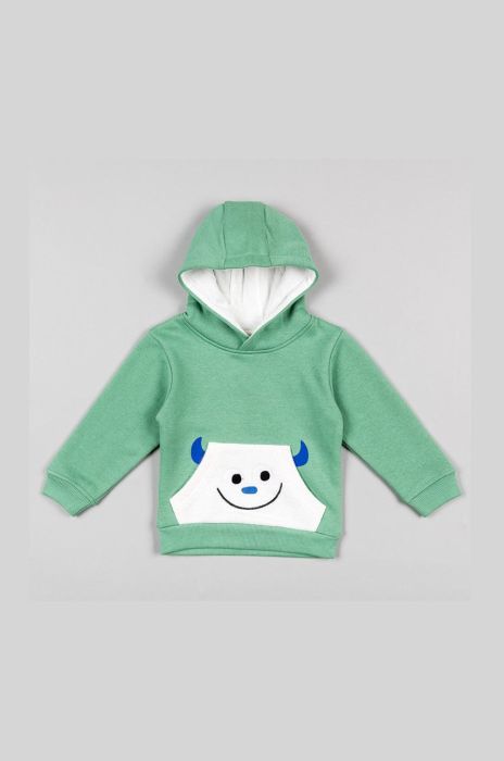 Дитяча кофта zippy колір зелений з капюшоном з принтом (2754692)