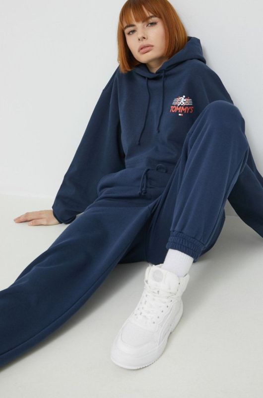 Бавовняна кофта Tommy Jeans жіноча колір синій з принтом (2531247) фото 2