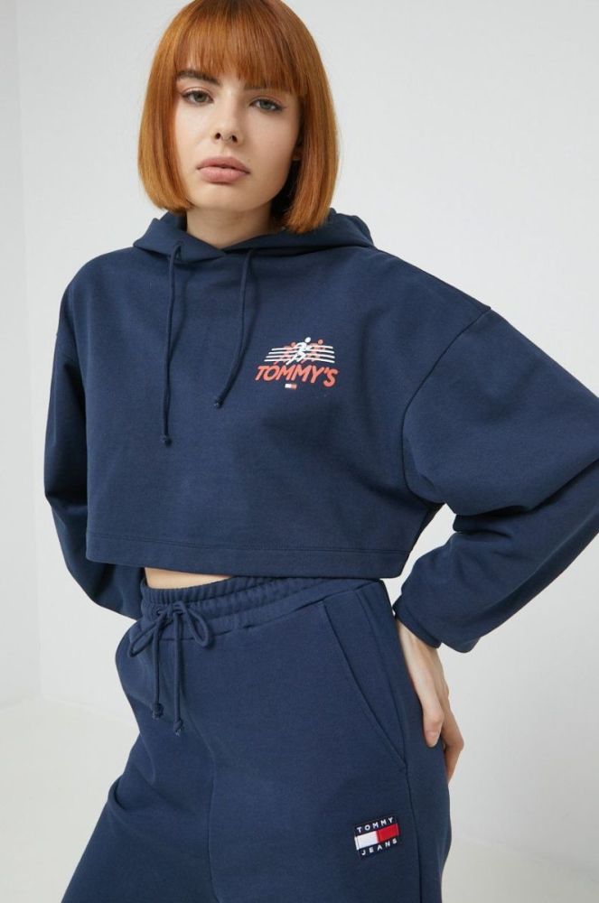 Бавовняна кофта Tommy Jeans жіноча колір синій з принтом (2531247) фото 3