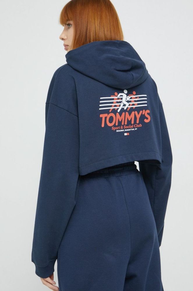 Бавовняна кофта Tommy Jeans жіноча колір синій з принтом (2531247) фото 4