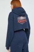 Бавовняна кофта Tommy Jeans жіноча колір синій з принтом (2531247)