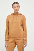Кофта Guess жіноча колір коричневий з капюшоном з принтом (3516987)