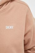 Кофта Dkny жіноча колір коричневий з капюшоном з аплікацією