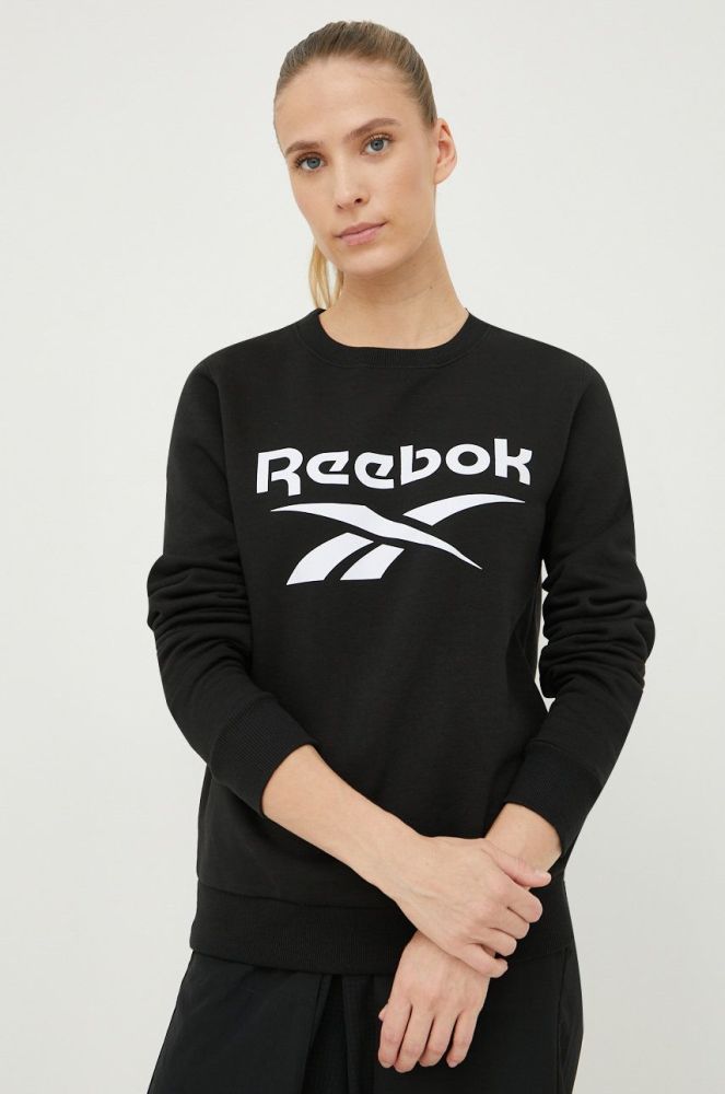 Кофта Reebok жіноча колір чорний з принтом (2499551)