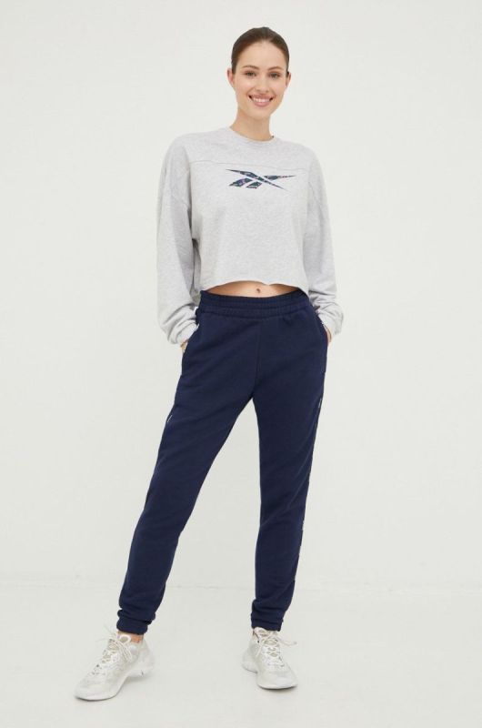 Лонгслів Reebok жіноча колір сірий фото 2