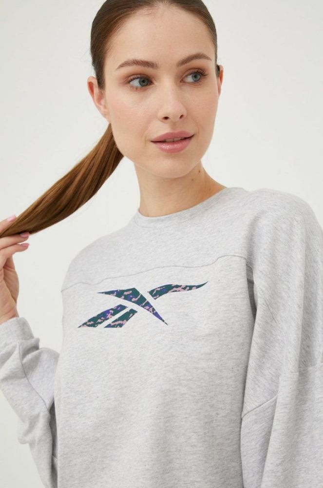 Лонгслів Reebok жіноча колір сірий фото 4