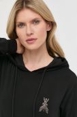 Кофта Patrizia Pepe жіноча колір чорний з капюшоном з аплікацією