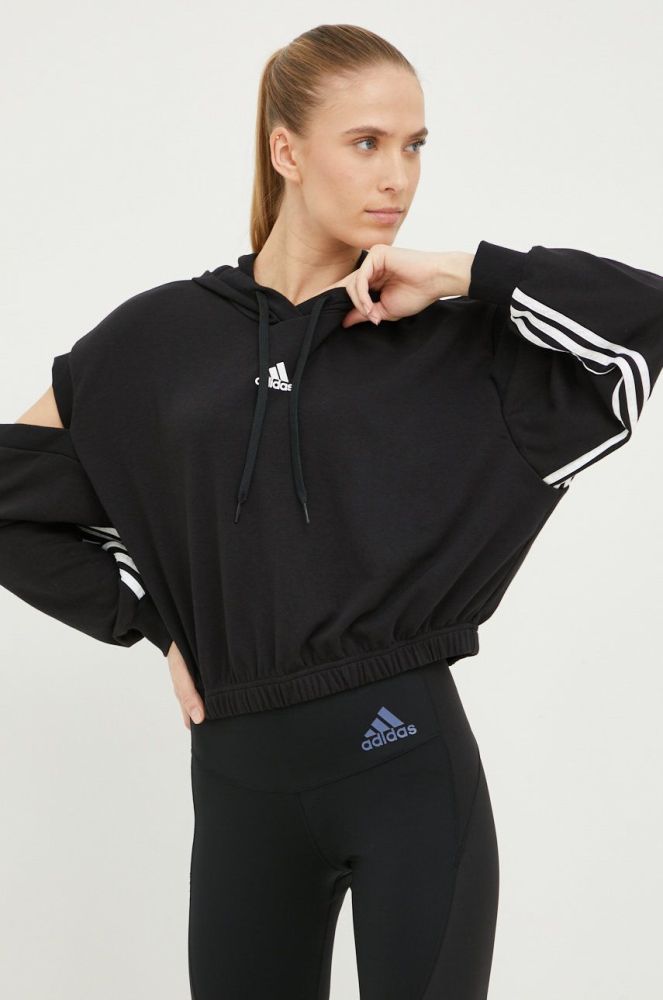 Кофта adidas жіноча колір чорний однотонна (2462421)