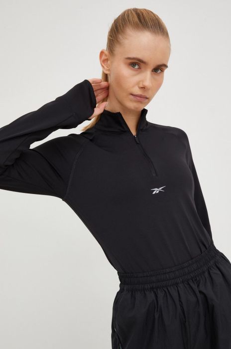 Кофта для бігу Reebok жіноча колір чорний однотонна
