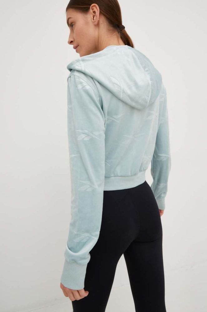 Кофта Reebok Classic жіноча з капюшоном однотонна колір блакитний фото 3
