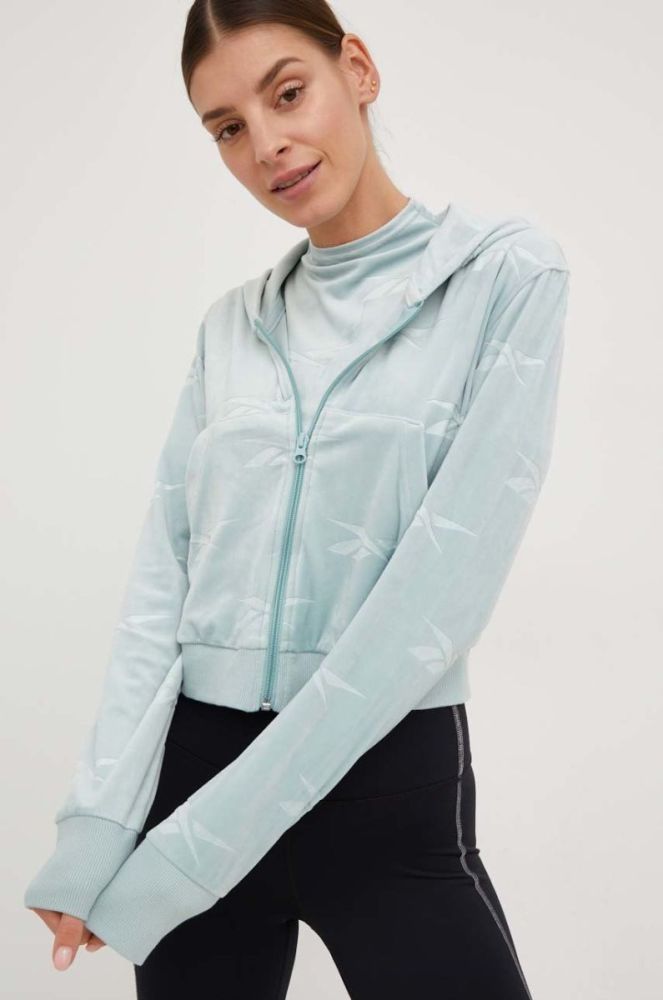 Кофта Reebok Classic жіноча з капюшоном однотонна колір блакитний фото 4