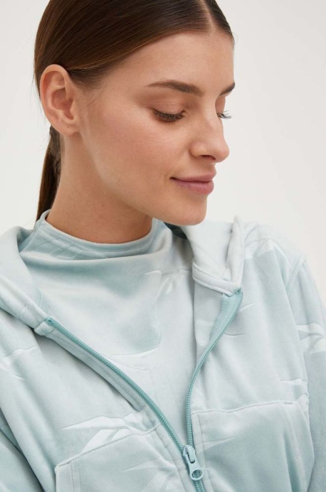 Кофта Reebok Classic жіноча з капюшоном однотонна колір блакитний фото 5