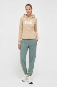 Кофта Puma жіноча колір бежевий з капюшоном з принтом (3448729)