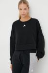 Тренувальна кофта adidas Studio жіноча колір чорний однотонна Тренувальна кофта adidas Studio жіноча колір чорний однотонна