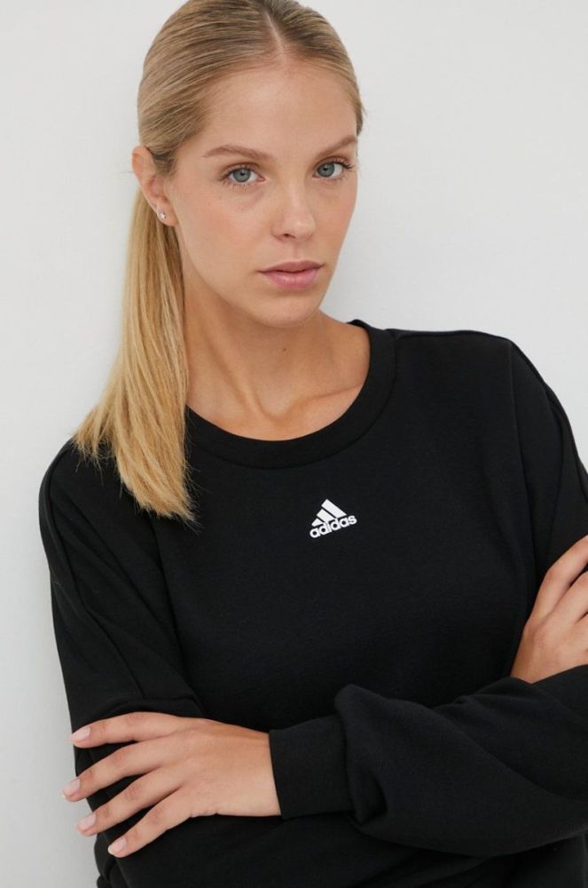 Тренувальна кофта adidas Studio жіноча колір чорний однотонна фото 4