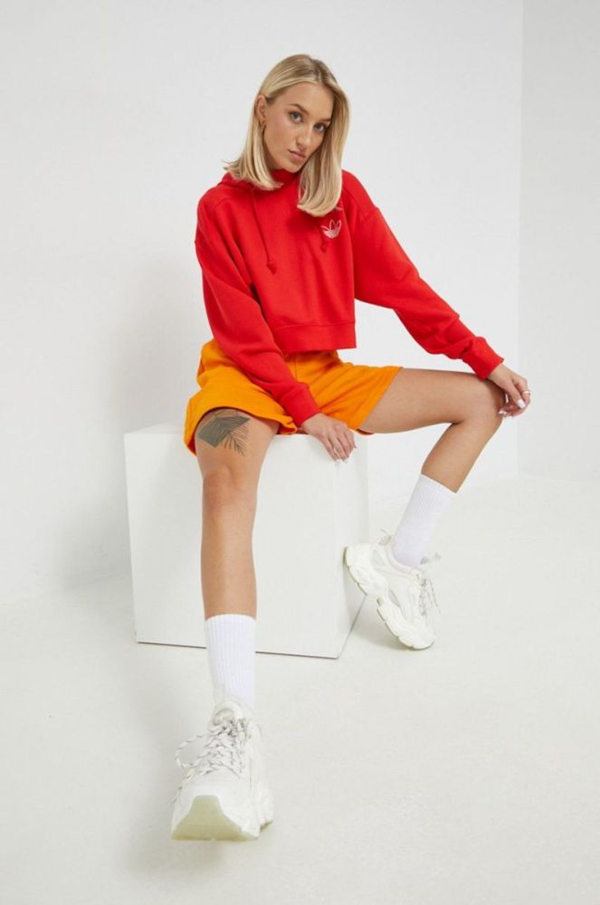 Бавовняна кофта adidas Originals жіноча колір червоний з принтом фото 2