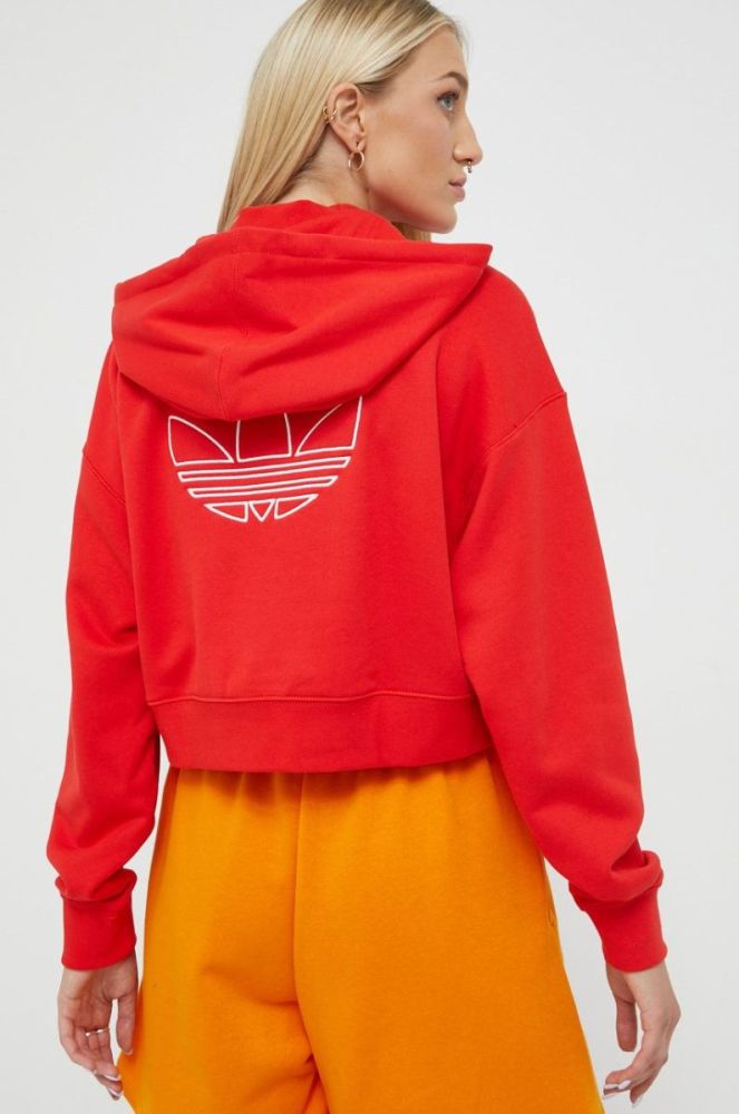 Бавовняна кофта adidas Originals жіноча колір червоний з принтом фото 3