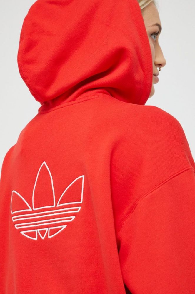 Бавовняна кофта adidas Originals жіноча колір червоний з принтом фото 5