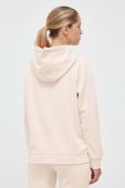 Кофта Guess жіноча колір бежевий з капюшоном з аплікацією (3448743)
